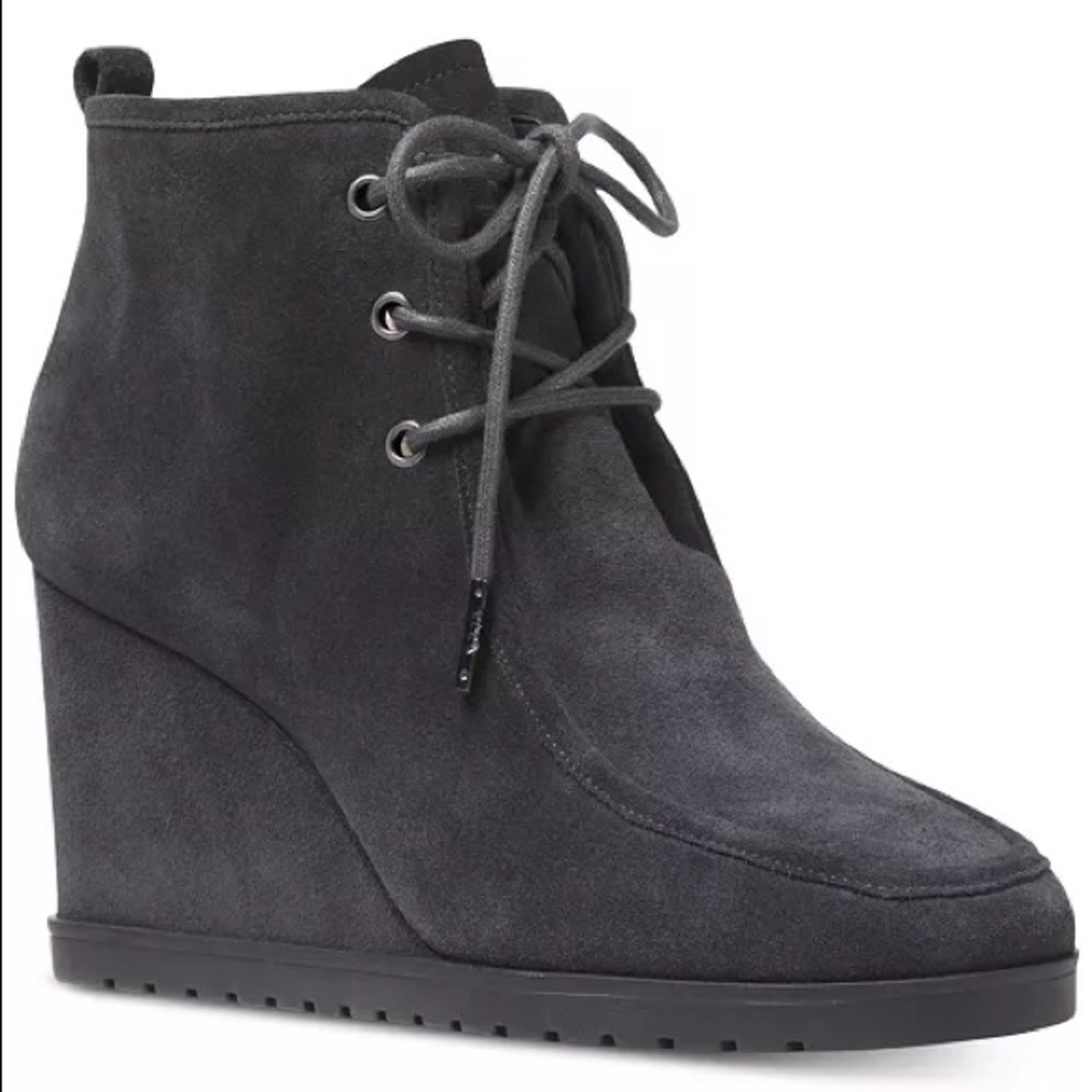 Michael Kors black suede wedge boots